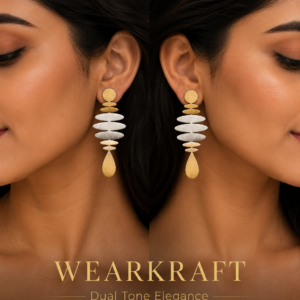 Dual-Tone Contemporary Drop Earrings