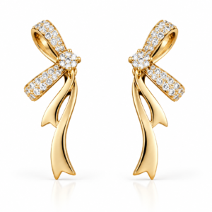 Golden Bow Crystal Statement Earrings