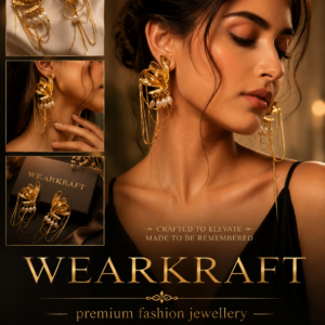 Golden Leaf & Pearl Tassel Statement Earrings