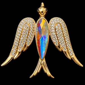 Rainbow Crystal Bird Statement Brooch
