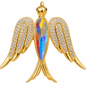 Rainbow Crystal Bird Statement Brooch