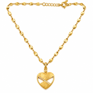 Golden Heart Crystal Pendant Necklace