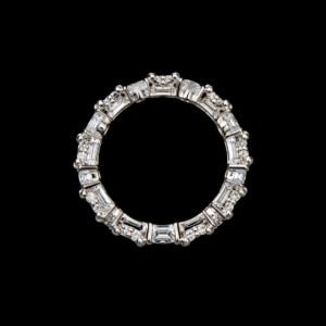 Silver-Tone Crystal Eternity Finger Ring