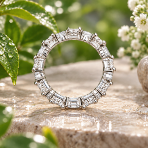 Silver-Tone Crystal Eternity Finger Ring