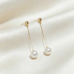 Gold Plated 925 Sterling Silver Long Drop Pearl Earrings