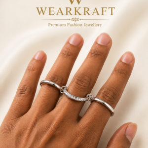 Silver-Tone Three-Finger Crystal Statement Ring