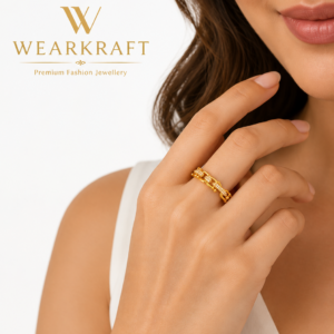 Gold-Tone Crystal Link Ring