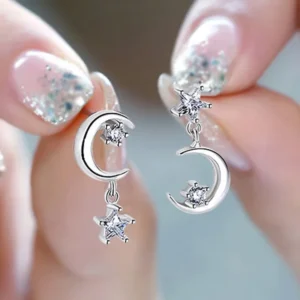 925 Sterling Silver Moon Stud Earring