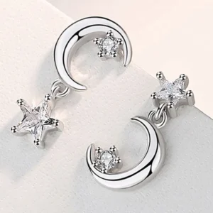 925 Sterling Silver Moon Stud Earring