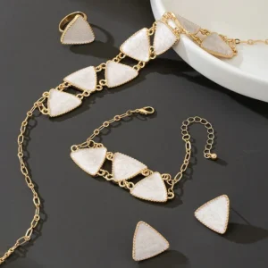 Ivory Triangle Gold-Tone Jewellery Combo Set