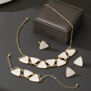 Ivory Triangle Gold-Tone Jewellery Combo Set
