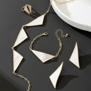 Ivory Geometric Gold-Tone Jewellery Combo Set