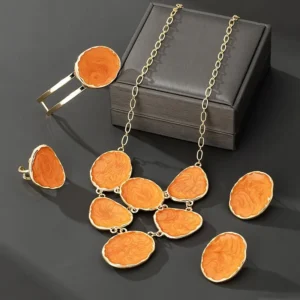 Blush Orange Swirl Gold-Tone Jewellery Set