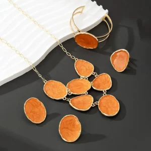 Blush Orange Swirl Gold-Tone Jewellery Set