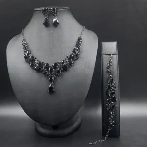 Midnight Black Crystal Statement Jewellery Set