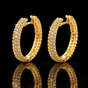 Crystal-Studded Gold-Tone Hoop Earrings