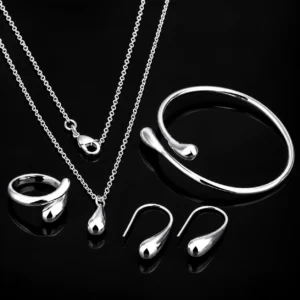 Silver-Tone Teardrop Jewellery Combo Set