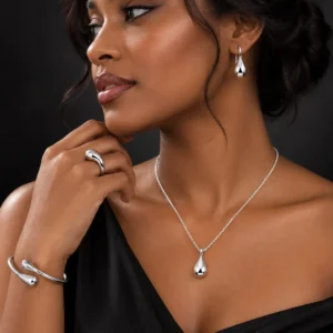 Silver-Tone Teardrop Jewellery Combo Set