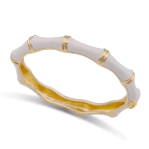 Ivory Enamel Bamboo-Inspired Gold-Tone Bangle