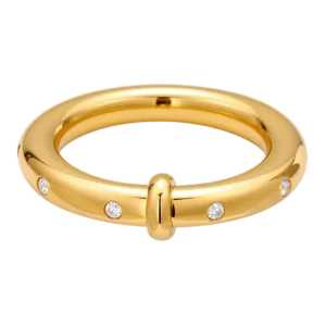 Gold-Tone Minimal Crystal Ring  – SIze 8