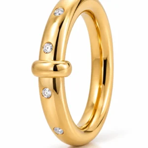 Gold-Tone Minimal Crystal Ring  – SIze 8