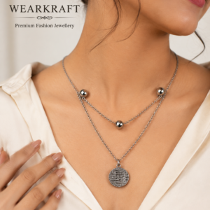 Silver-Tone Layered Ball & Textured Pendant Necklace
