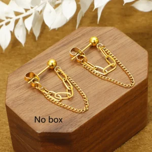 Golden Dual-Layer Chain Drop Earrings