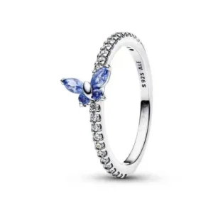 925 Sterling Silver Finger Ring – Light Blue And Pink
