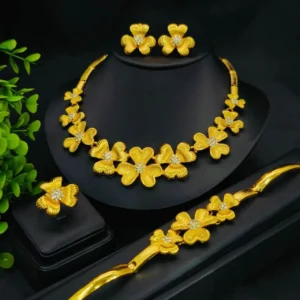 Golden Floral Statement Jewellery Combo Set