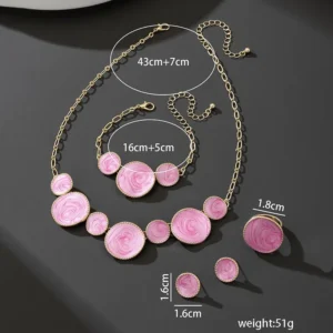 Blush Pink Swirl Gold-Tone Jewellery Set