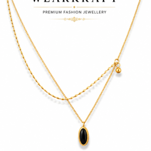 Black Stone Layered Pendant Necklace
