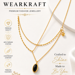 Black Stone Layered Pendant Necklace