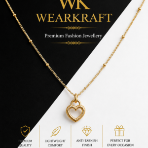 Textured Open Heart Gold-Tone Pendant Necklace