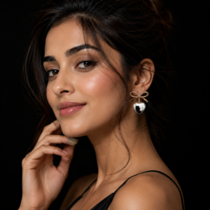 Dual-Tone Bow & Heart Drop Earrings