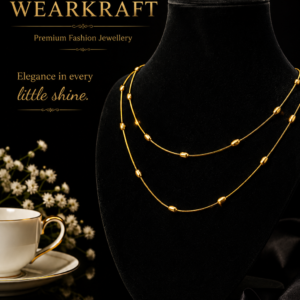 Double-Layer Beaded Gold-Tone Chain Necklace
