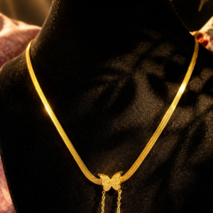 Golden Butterfly Tassel Snake Chain Necklace