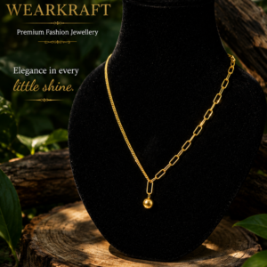 Golden Dual-Link Ball Drop Necklace