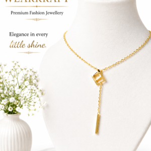 Golden Geometric Drop Pendant Necklace
