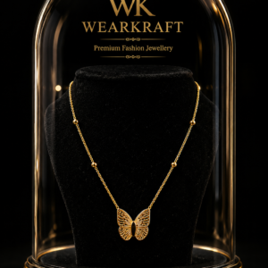 Golden Butterfly Beaded Pendant Necklace