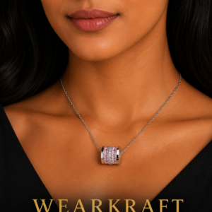 Stainless Steel Pink Crystal Pendant Necklace