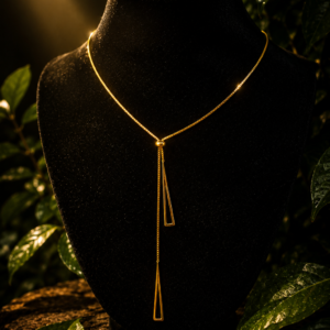 Golden Geometric Double-Drop Y Necklace