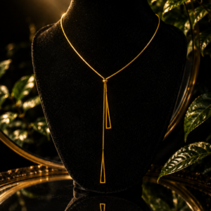 Golden Geometric Double-Drop Y Necklace