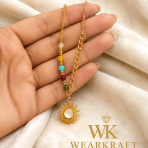 Multicolour Beaded Sunburst Pendant Necklace