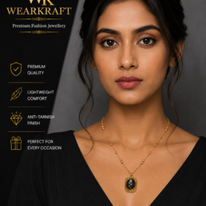 Golden Rose Pendant Beaded Chain Necklace