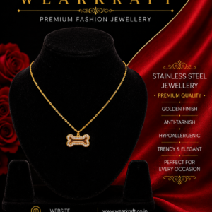 Golden Crystal Bone Pendant Necklace
