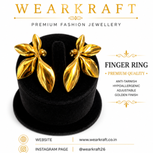 Gold-Tone Leaf-Inspired Adjustable Finger Ring