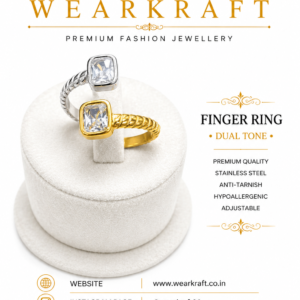 Dual-Tone Crystal Open Adjustable Finger Ring