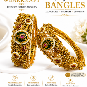 Royal Kundan-Inspired Adjustable Golden Bangles