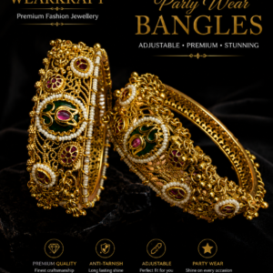 Royal Kundan-Inspired Adjustable Golden Bangles