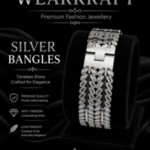 Elegant Waterproof Silver Leaf-Pattern Bangles